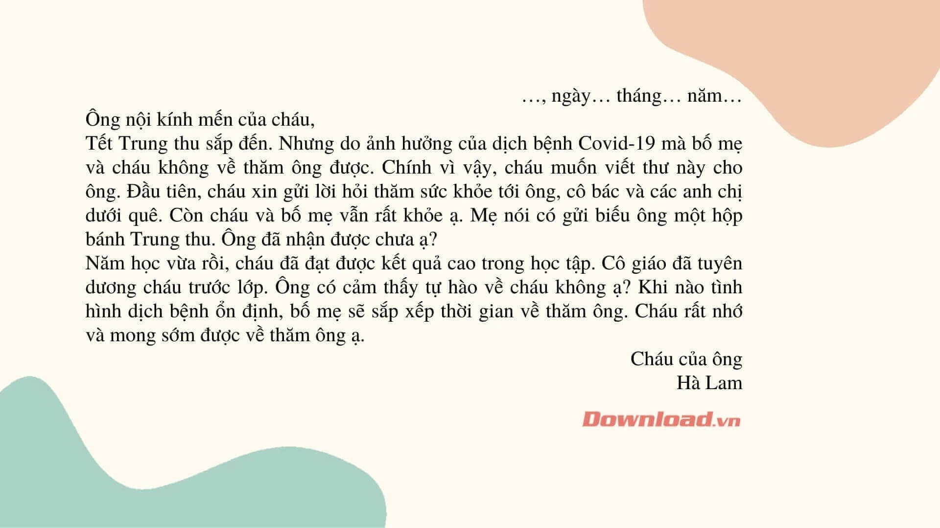 Viết một bức thư ngắn cho người thân (44 mẫu) Tập làm văn lớp 3